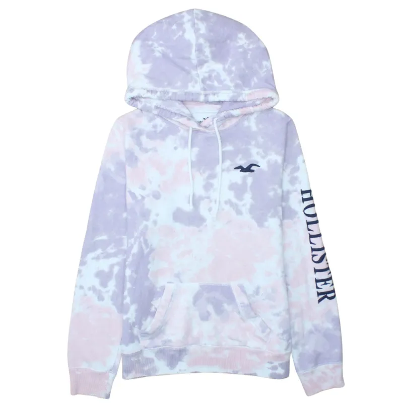 Hollister Pastel Tie Dye Hoodie Women’s Medium Printed Sleeve Logo Pullover Sweatshirt sold by Vintage Club