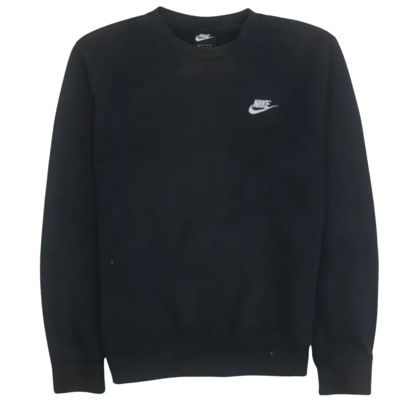 Nike Black Crewneck Sweatshirt Men's XSmall Embroidered Swoosh Logo Ribbed Cuffs Pullover sold by Vintage Club
