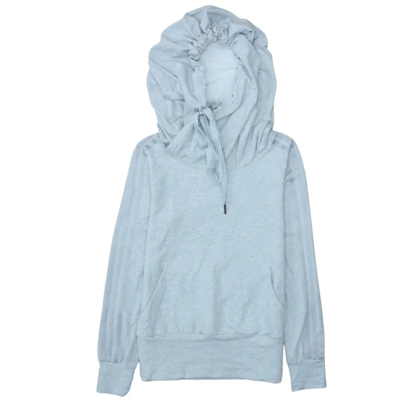 Adidas Light Grey Hoodie Women’s XSmall Three Stripe Sleeves Drawstring Funnel Hood Pullover made by Adidas