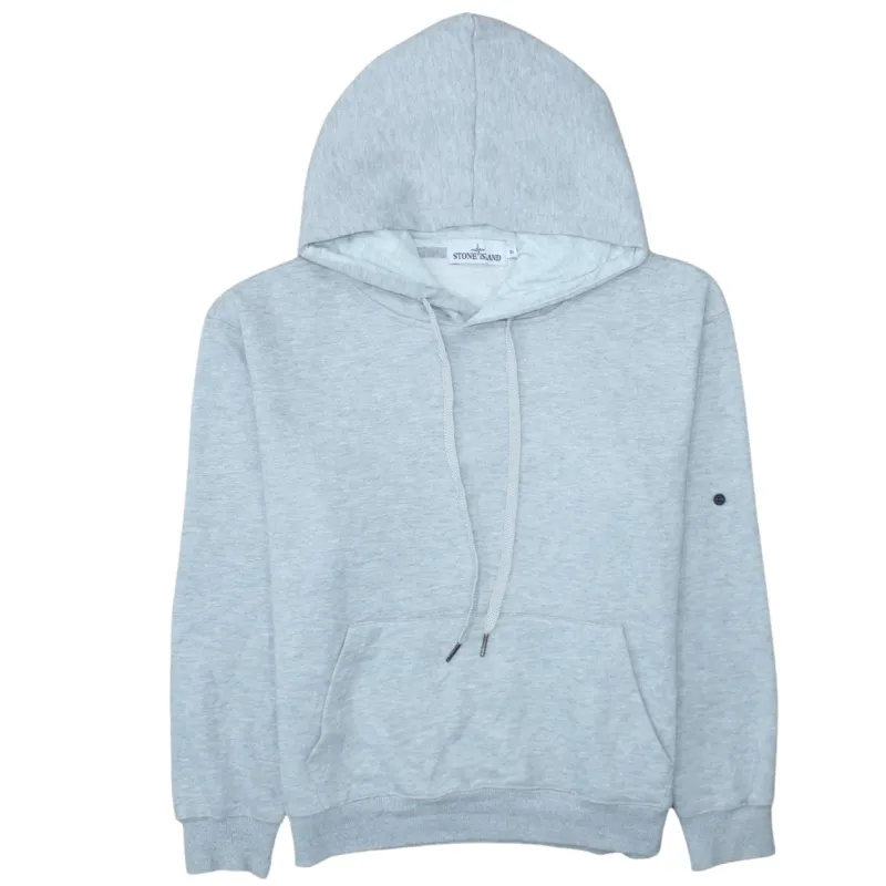 Stone Island Light Grey Hoodie Men's Medium Drawstring Hood Fleece Pullover Sweatshirt sold by Vintage Club
