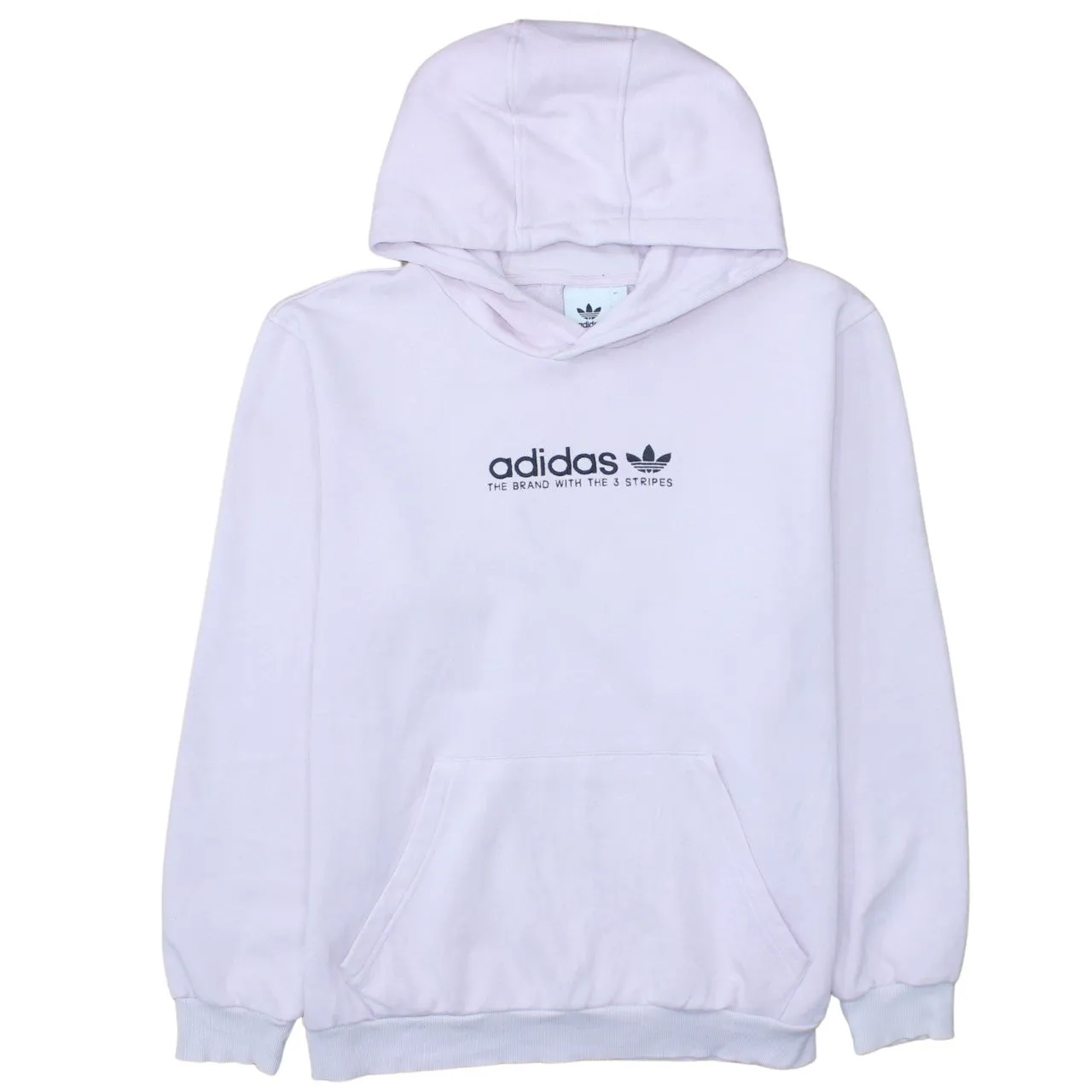 Adidas Light Pink Hoodie Men's Large Printed Trefoil Logo Front Pouch Pullover Sweatshirt sold by Vintage Club