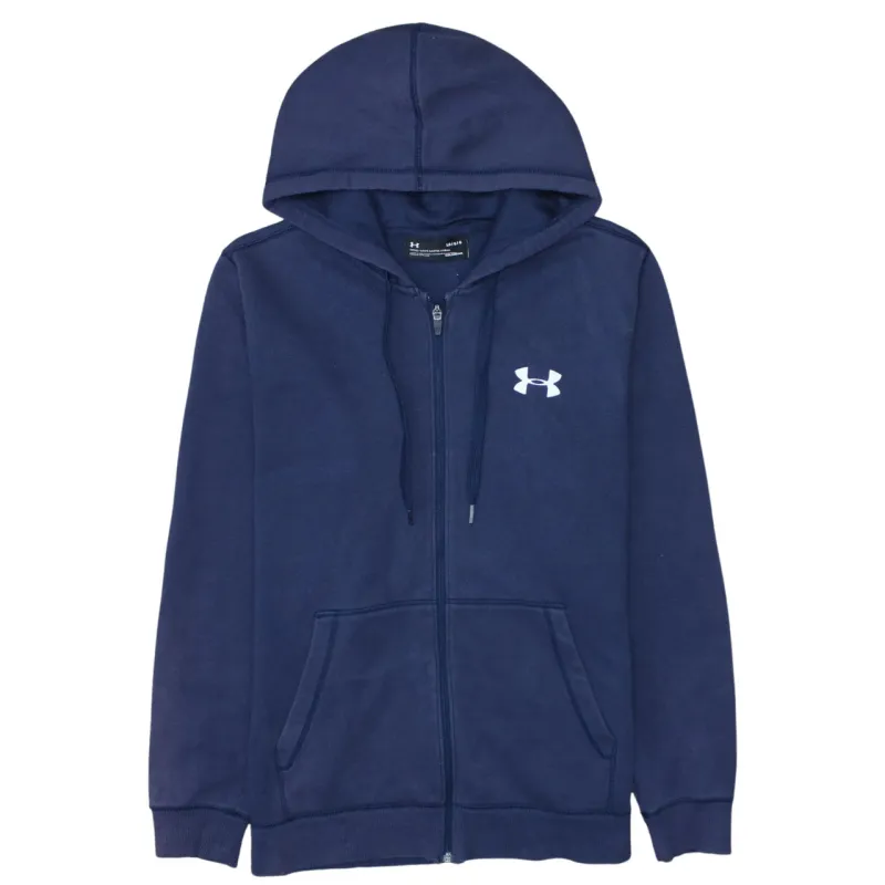 Under Armour Navy Blue Zip Hoodie Men's Large Printed Logo Split Pocket Fleece Sweatshirt sold by Vintage Club