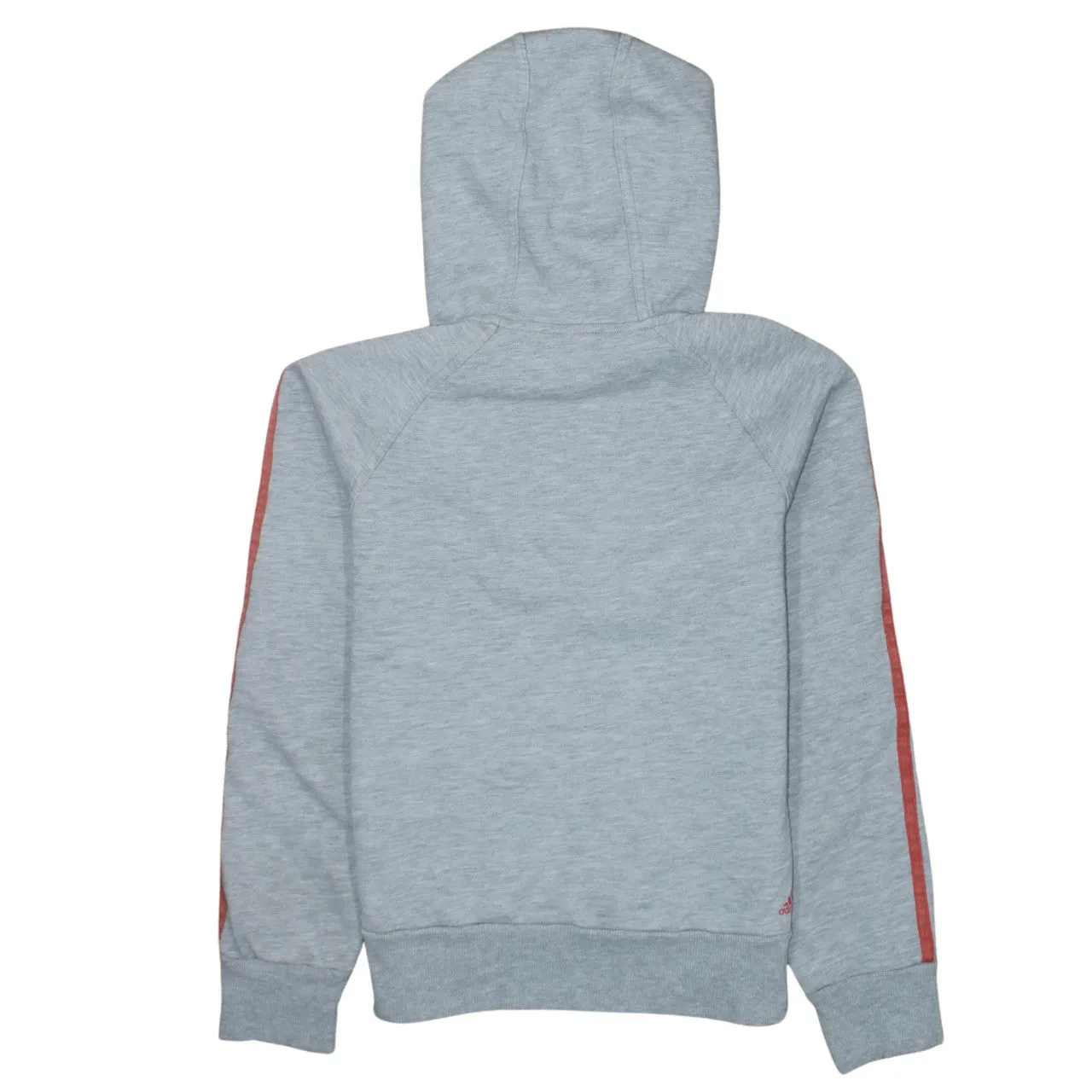 Adidas Grey Hoodie Women’s Small Printed Logo Red Three Stripe Sleeves Pullover Sweatshirt sold by Vintage Club product image thumbnail 2