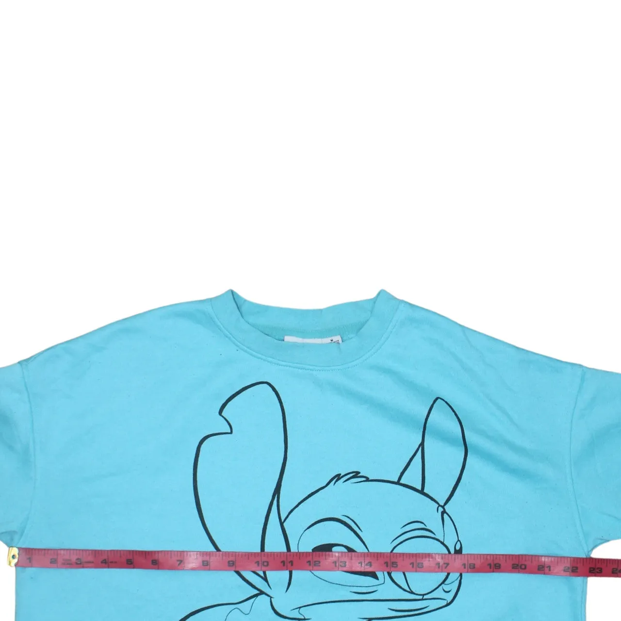 Disney Turquoise Sweatshirt Women’s Medium Printed Stitch Graphic Crewneck Pullover Top sold by Vintage Club product image thumbnail 5