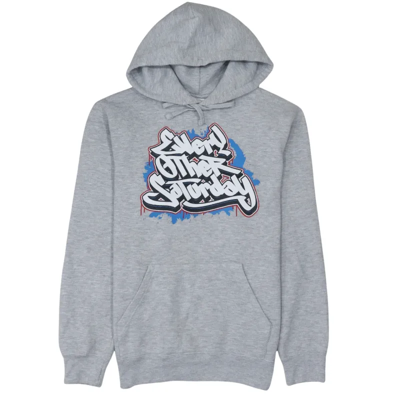 Russell Athletic Grey Hoodie Women’s Medium Printed Graphic Front Pocket Pullover Sweatshirt sold by Vintage Club