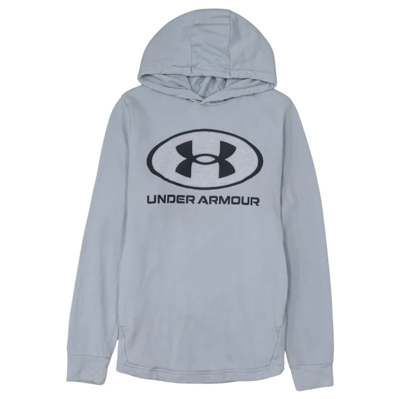 Under Armour Light Grey Hoodie Women’s Small Printed Logo Lightweight Pullover Sweatshirt made by Under Armour