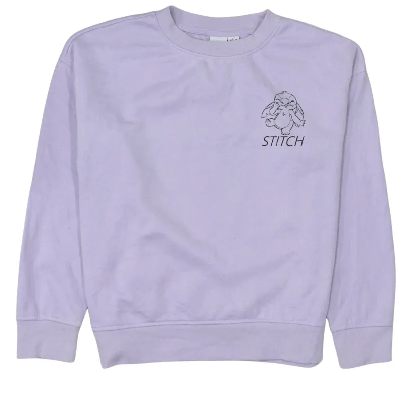 Disney Lilac Sweatshirt Women’s XSmall Stitch Printed Chest Graphic Pullover Jumper sold by Vintage Club
