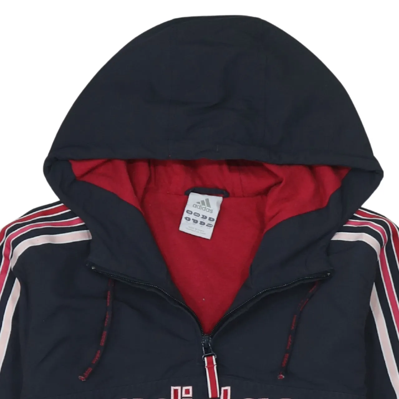 Adidas Navy Blue Hoodie Women’s Small Embroidered Logo Three Stripe Sleeves Pullover Jacket sold by Vintage Club product image thumbnail 3