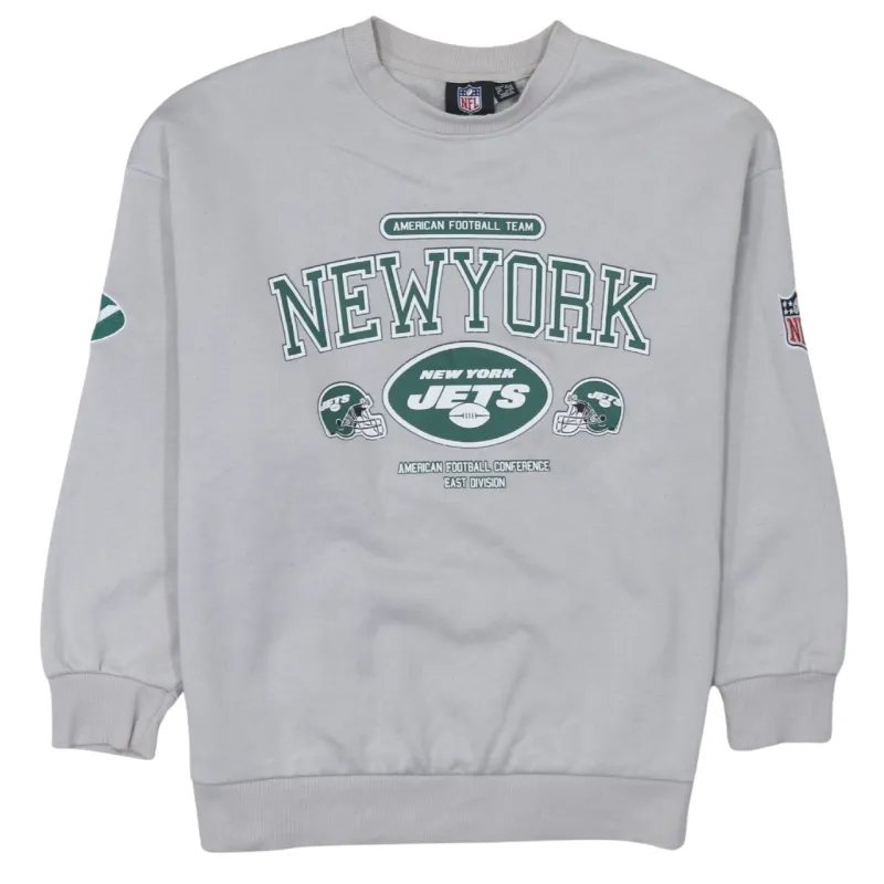 NFL Grey Sweatshirt Men's Small New York Jets Printed Logo Crewneck Pullover Fleece Top sold by Vintage Club