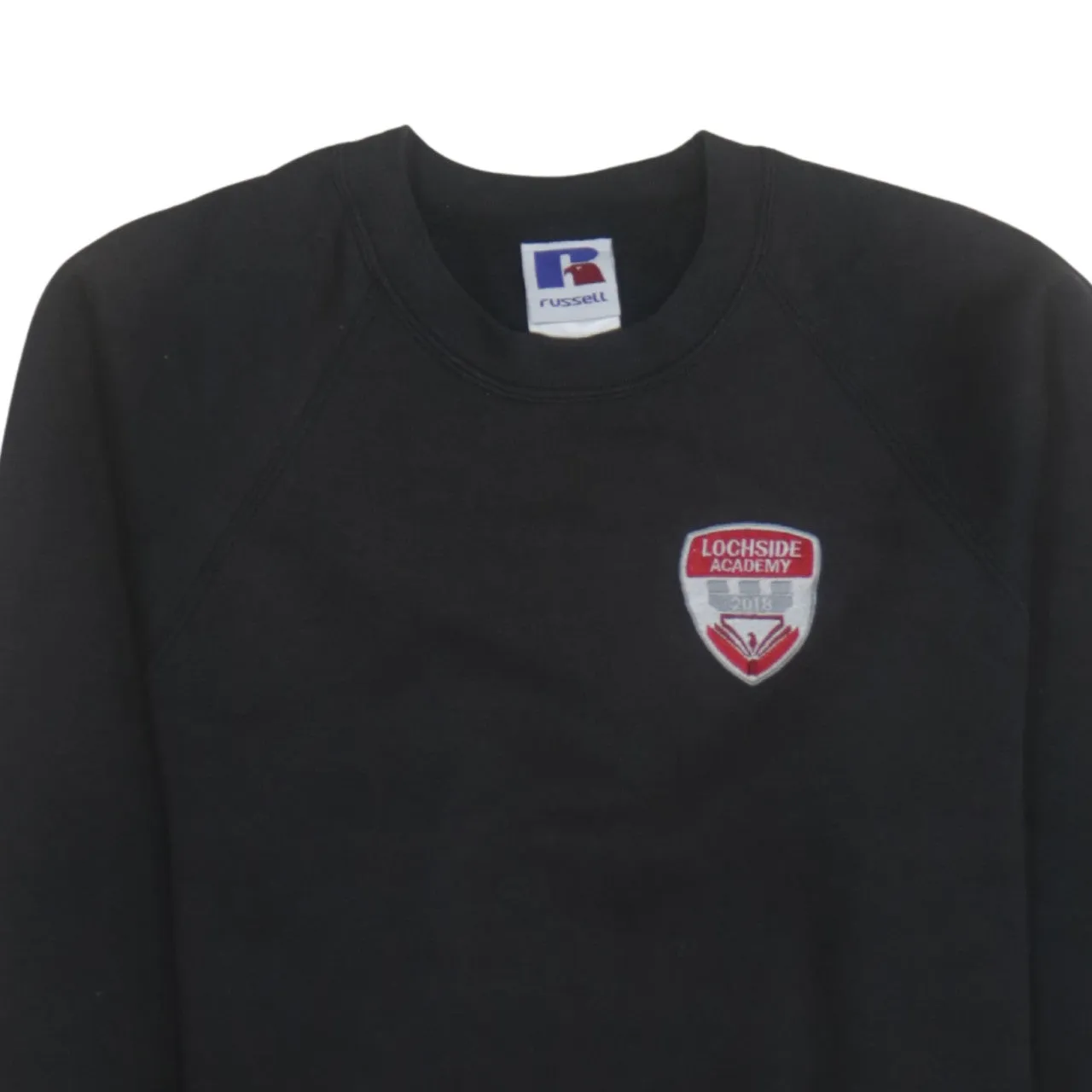 Russell Athletic Black Sweatshirt Men's Medium Embroidered School Crest Logo Crewneck Pullover sold by Vintage Club product image thumbnail 3