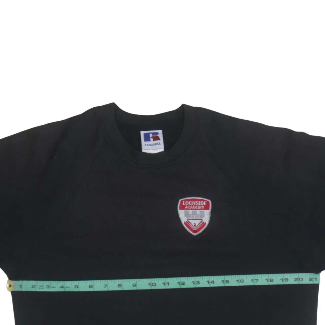 Russell Athletic Black Sweatshirt Men's Medium Embroidered School Crest Logo Crewneck Pullover sold by Vintage Club product image thumbnail 5