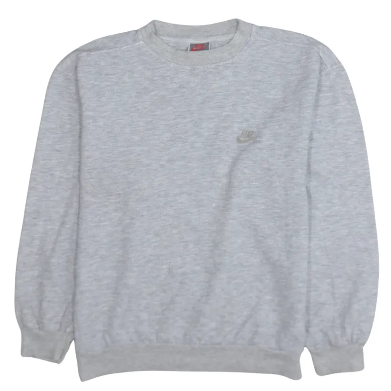 Nike Grey Crewneck Sweatshirt Men's Small Embroidered Nike Air Logo Fleece Pullover Jumper sold by Vintage Club