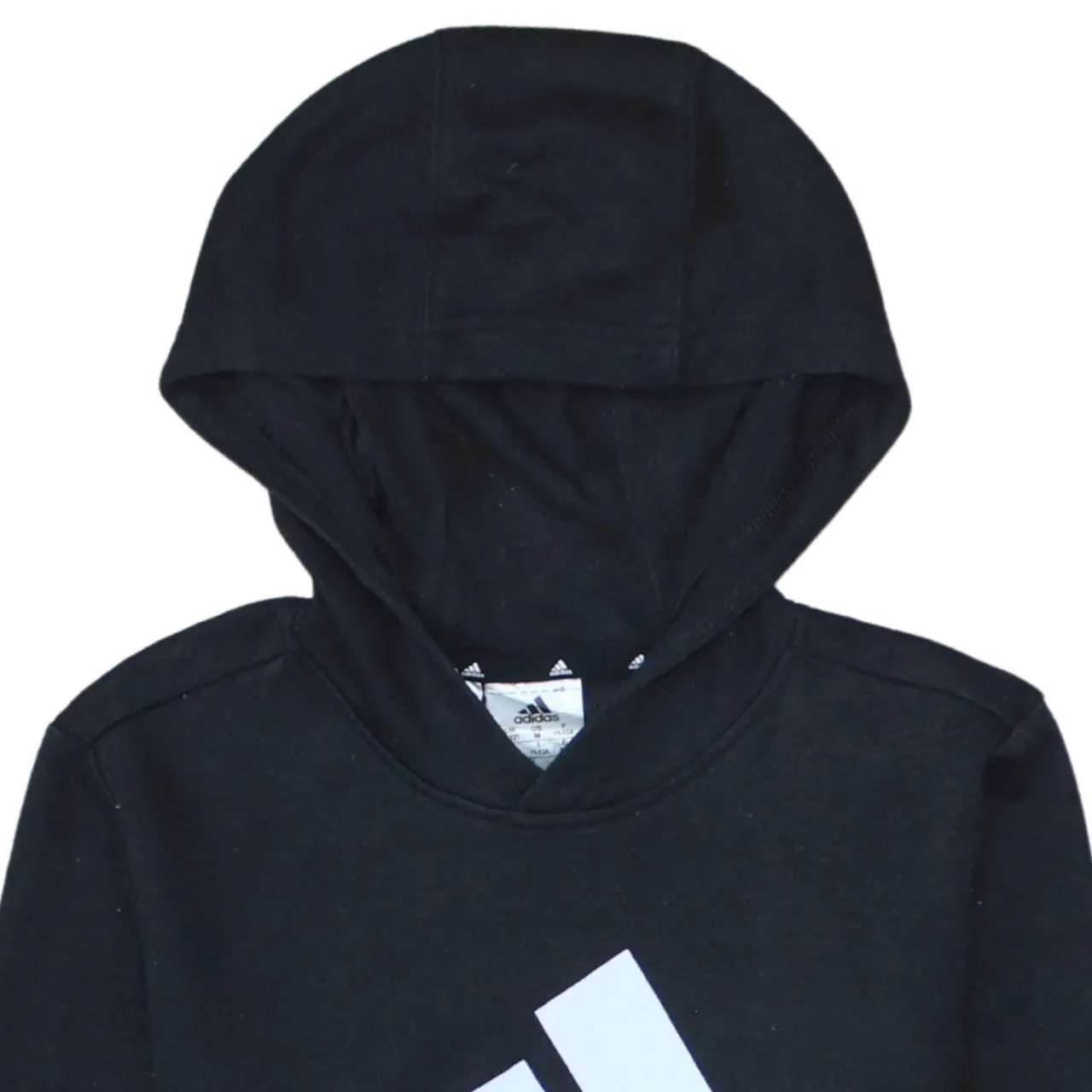 Adidas Black Hoodie Women’s Medium Printed Logo Front Pocket Pullover Sweatshirt sold by Vintage Club product image thumbnail 3