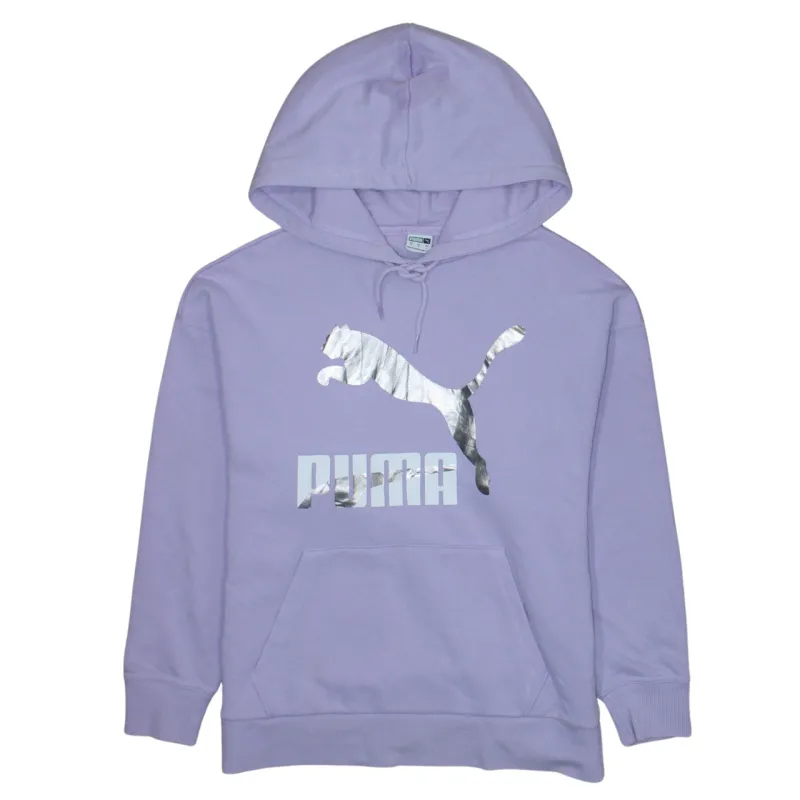 Puma Lilac Hoodie Men’s Small Printed Silver Logo Front Pocket Pullover Sweatshirt sold by Vintage Club
