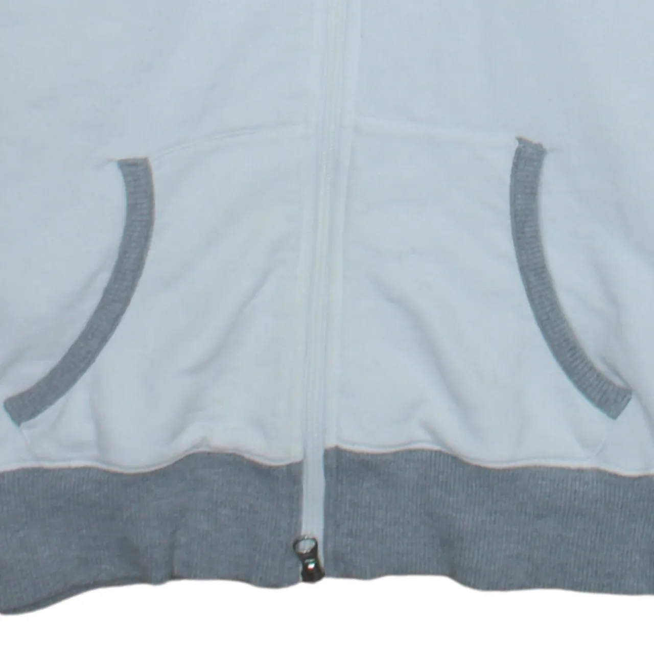 Nike White Full Zip Hoodie Women’s Large Embroidered Air Logo Grey Rib Trim Sweatshirt sold by Vintage Club product image thumbnail 4