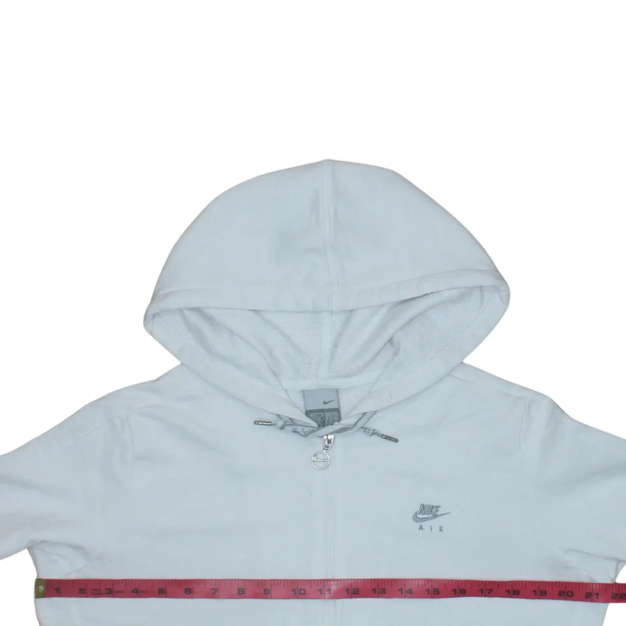 Nike White Full Zip Hoodie Women’s Large Embroidered Air Logo Grey Rib Trim Sweatshirt sold by Vintage Club product image thumbnail 5