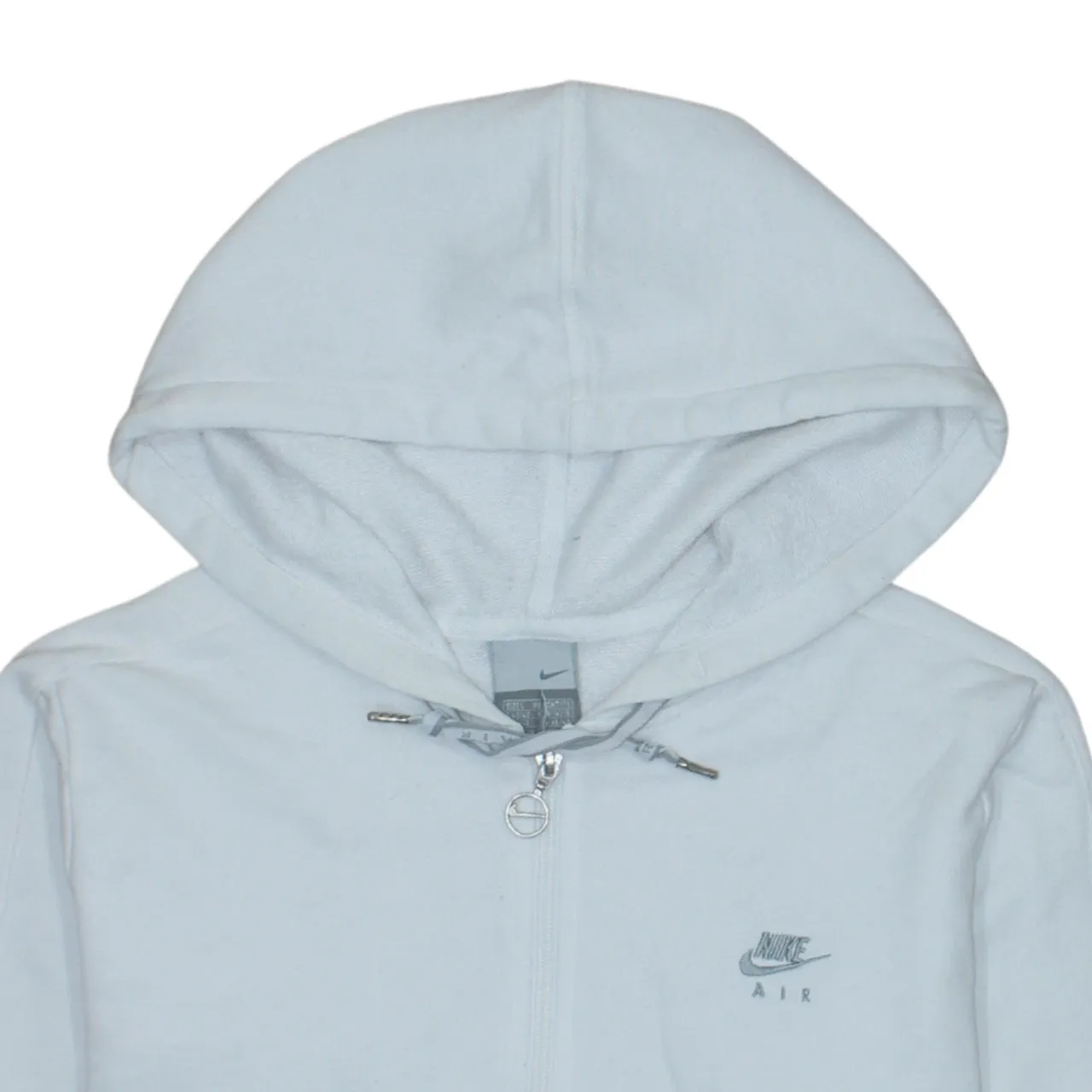 Nike White Full Zip Hoodie Women’s Large Embroidered Air Logo Grey Rib Trim Sweatshirt sold by Vintage Club product image thumbnail 3