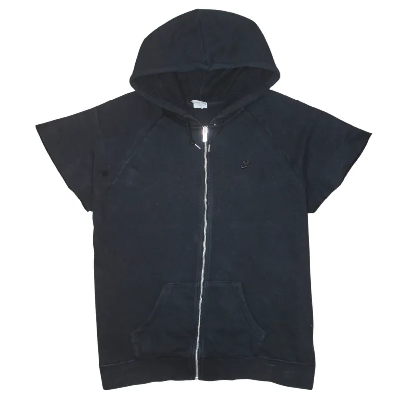 Nike Black Short Sleeve Hoodie Men's Small Zip Front Embroidered Logo Pocket Top sold by Vintage Club