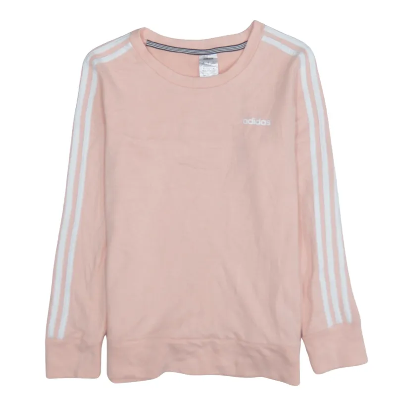 Adidas Light Pink Sweatshirt Women's Medium Three Stripe Sleeves Printed Logo Pullover Top sold by Vintage Club