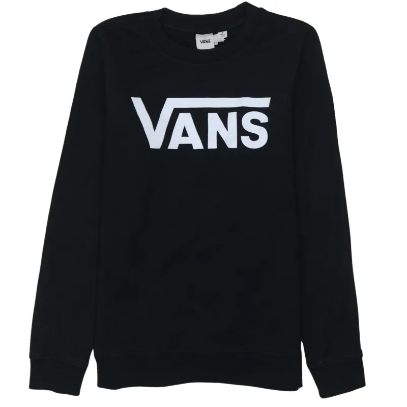 Vans Black Sweatshirt Men's Small Printed Front Logo Crewneck Pullover Top made by Vans