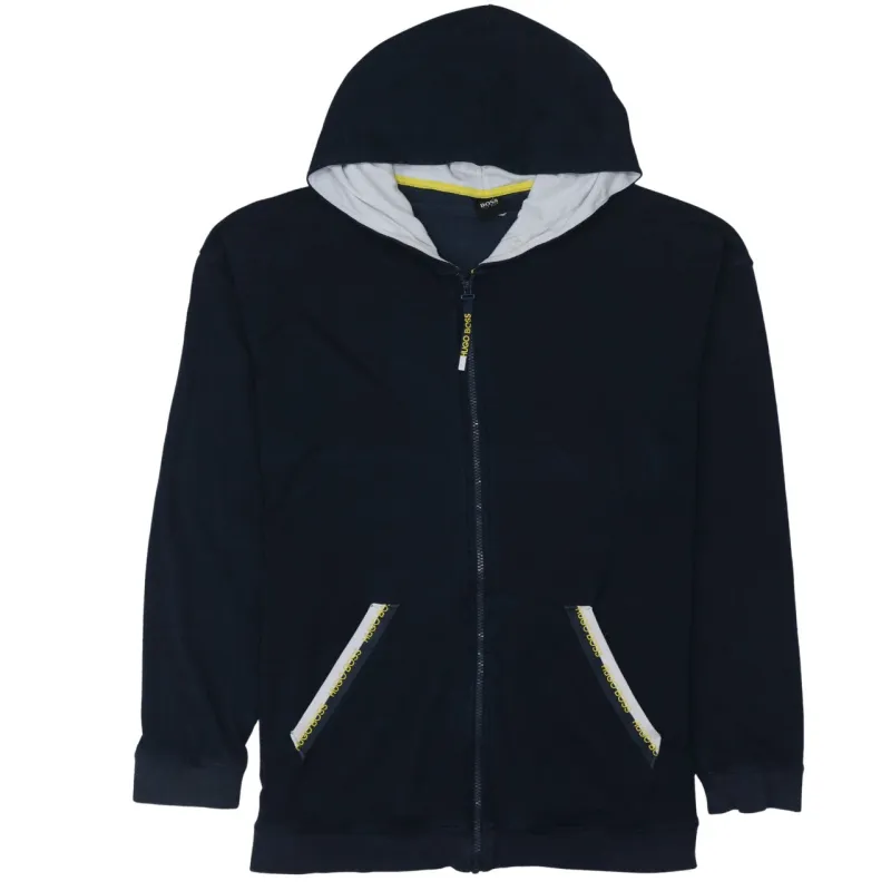 HUGO BOSS Navy Blue Full Zip Hoodie Women’s XXL Contrast Trim Pockets Casual Sweatshirt sold by Vintage Club