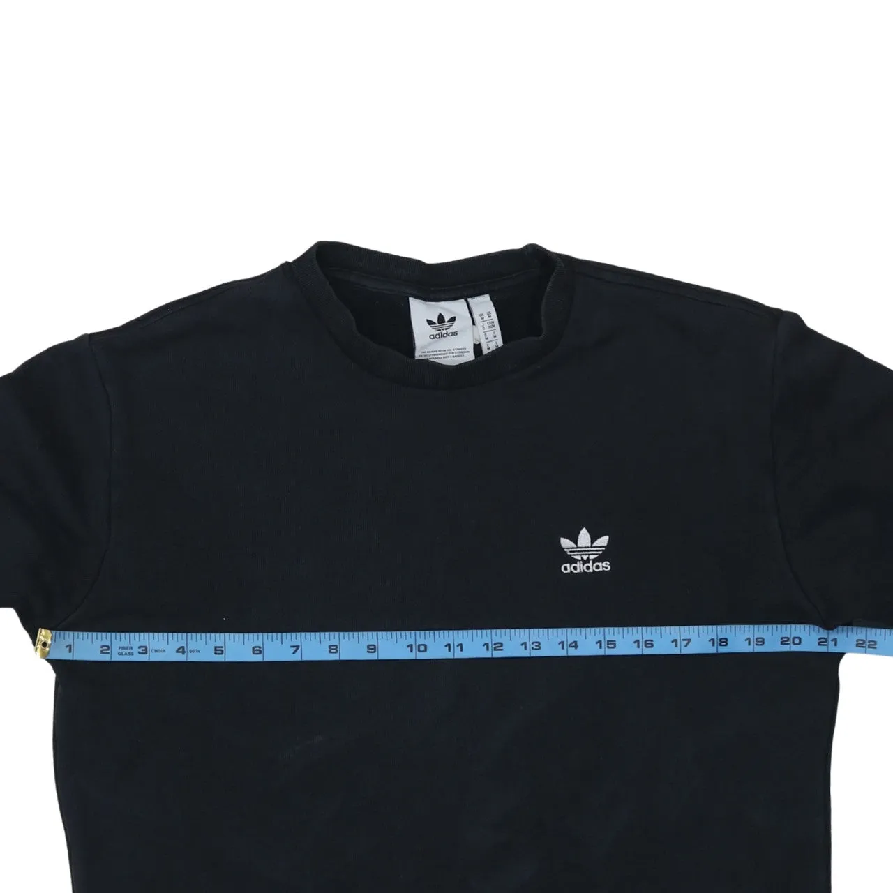 Adidas Black Sweatshirt Men's Medium Trefoil Embroidered Chest Logo Crewneck Pullover Top sold by Vintage Club product image thumbnail 5