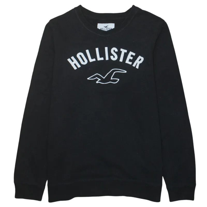 Hollister Black Sweatshirt Women’s Large Embroidered Chest Logo Crewneck Pullover Top sold by Vintage Club