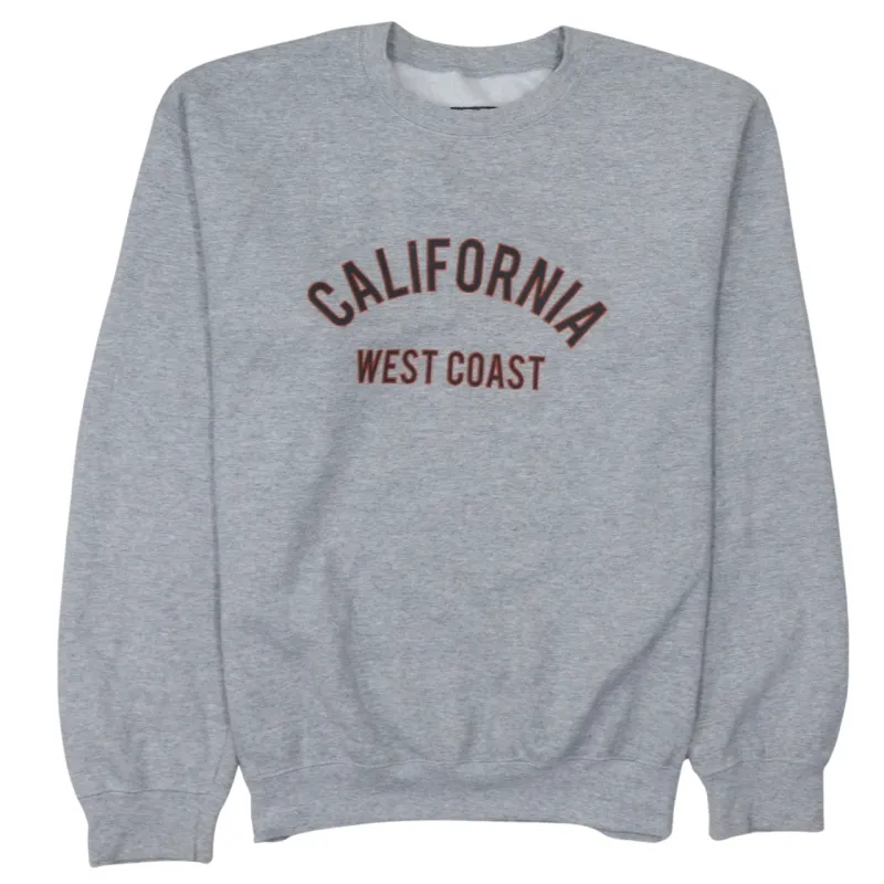 PrettyLittleThing Grey Sweatshirt Men's Small Printed California West Coast Crewneck Pullover Top sold by Vintage Club