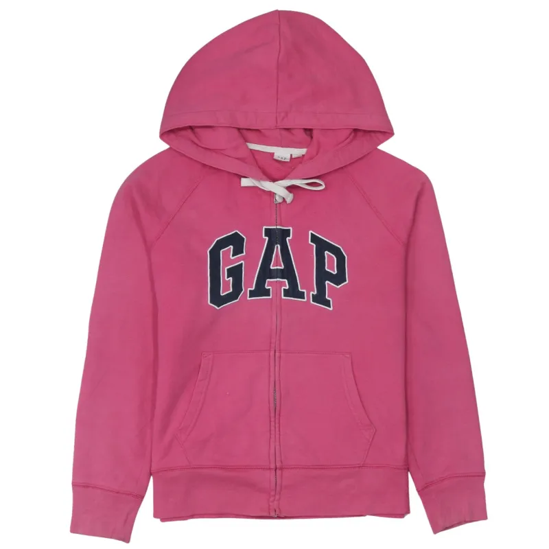 Gap Pink Zip Hoodie Women’s Small Embroidered Logo Front Pockets Casual Sweatshirt sold by Vintage Club