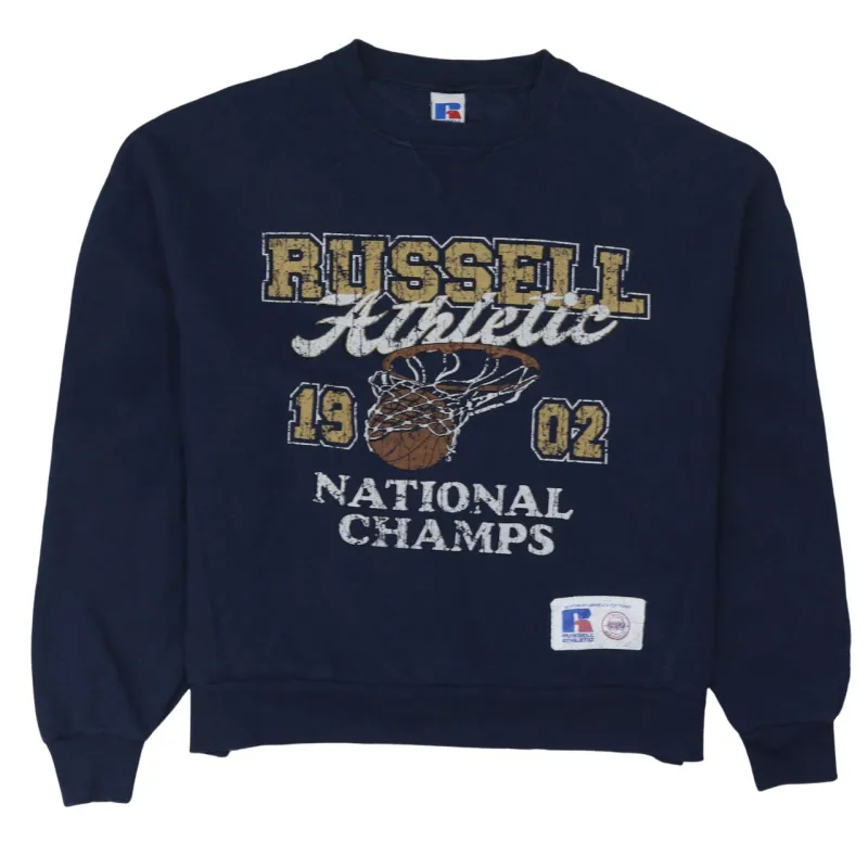 Russell Athletic Navy Blue Sweatshirt Men’s XSmall Printed National Champs Crewneck Pullover sold by Vintage Club
