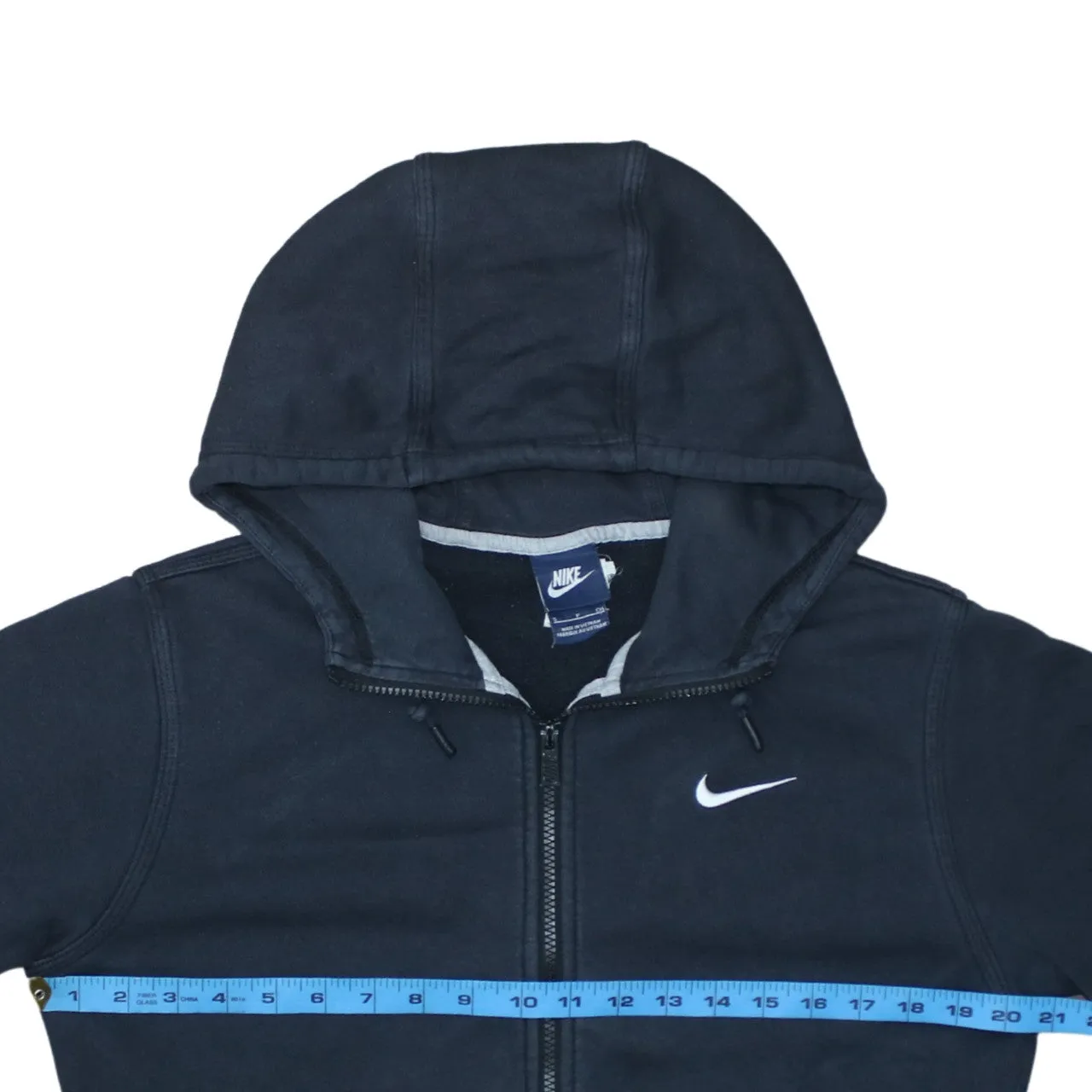 Nike Black Full Zip Hoodie Men's Small Embroidered Swoosh Split Pocket Sweatshirt sold by Vintage Club product image thumbnail 5