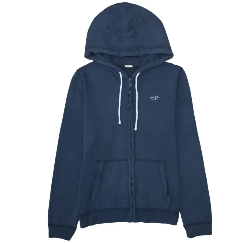 Hollister Navy Blue Zip Hoodie Women’s XLarge Embroidered Logo Drawstring Pockets Sweatshirt made by Hollister