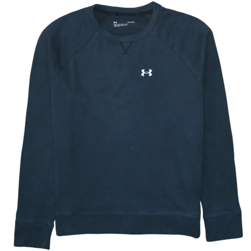 Under Armour Black Crewneck Sweatshirt Women’s Large Embroidered Chest Logo Raglan Pullover Fleece Top sold by Vintage Club