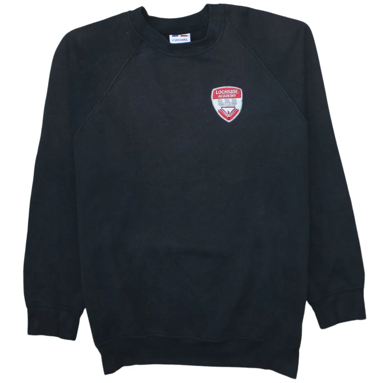 Russell Athletic Black Sweatshirt Men’s Medium Embroidered Lochside Academy Logo Pullover sold by Vintage Club