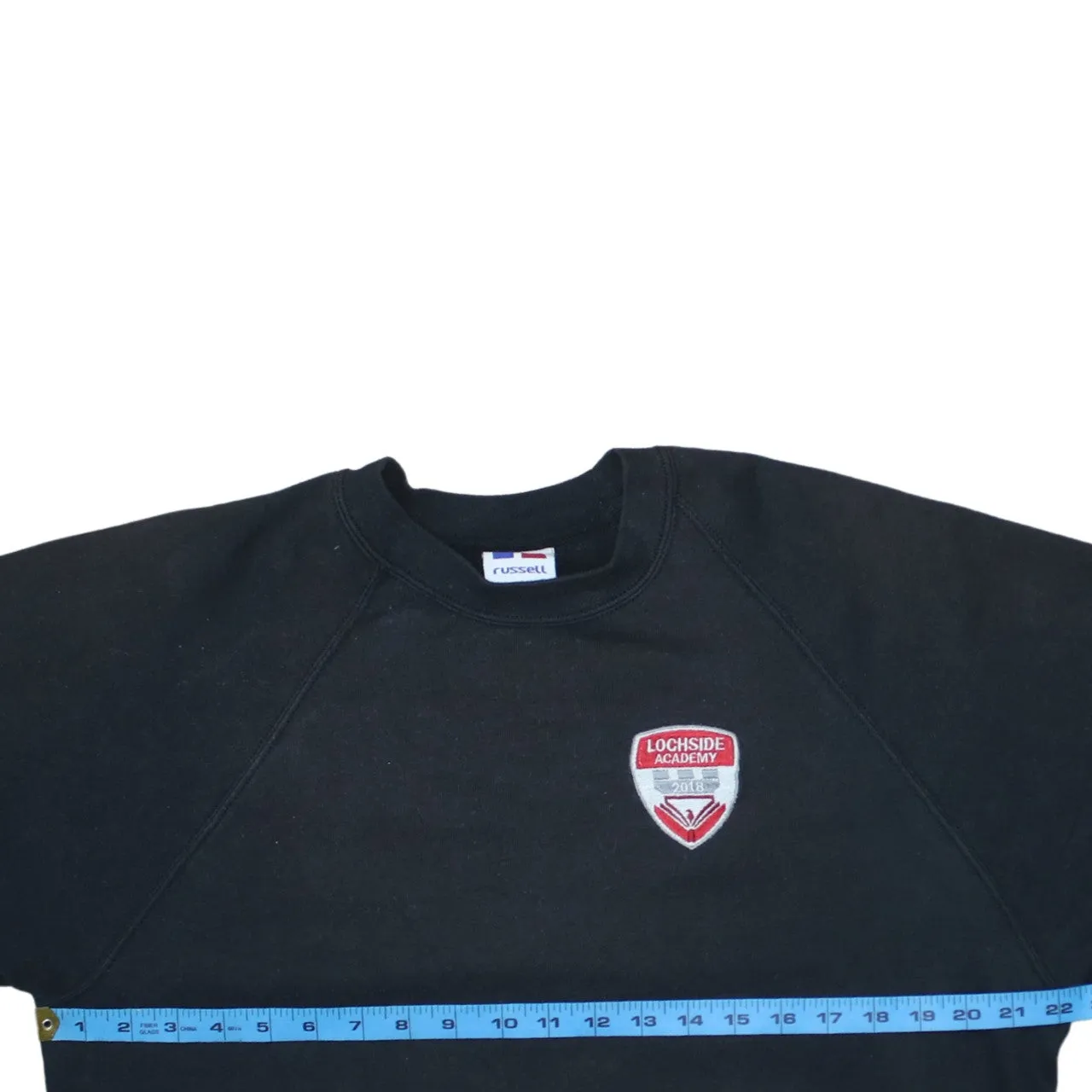 Russell Athletic Black Sweatshirt Men’s Medium Embroidered Lochside Academy Logo Pullover sold by Vintage Club product image thumbnail 5