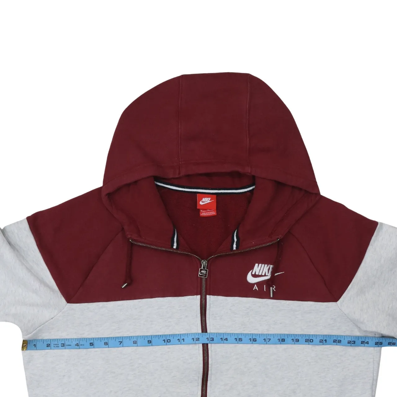 Nike Burgundy Red Colour Block Hoodie Women’s XLarge Embroidered Air Logo Zip Sweatshirt sold by Vintage Club product image thumbnail 5