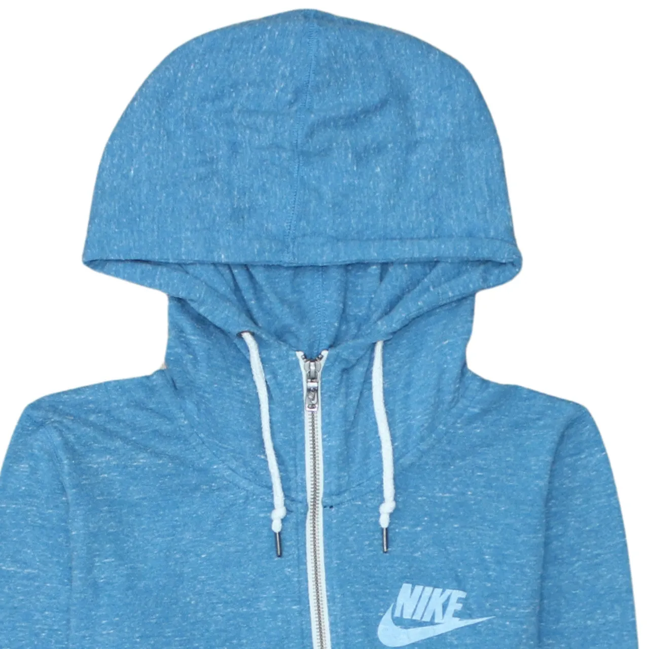 Nike Blue Zip Hoodie Women's Small Printed Chest Logo Drawstring Hood Pockets Sweatshirt sold by Vintage Club product image thumbnail 3