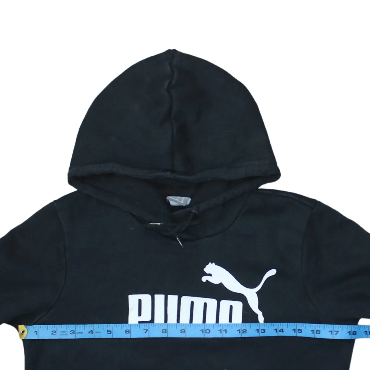 Puma Black Hoodie Women’s Medium Printed Logo Front Pouch Fleece Pullover Sweatshirt sold by Vintage Club product image thumbnail 5