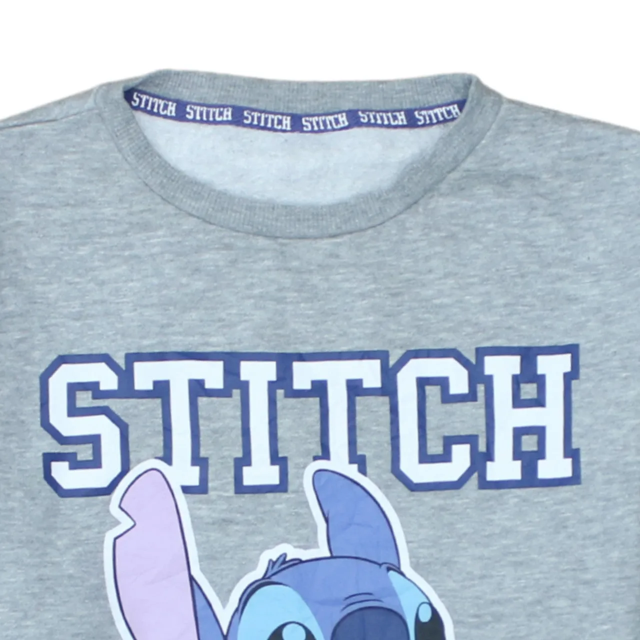 Disney Light Grey Sweatshirt Men's Small Printed Stitch Graphic Crewneck Pullover Jumper sold by Vintage Club product image thumbnail 3