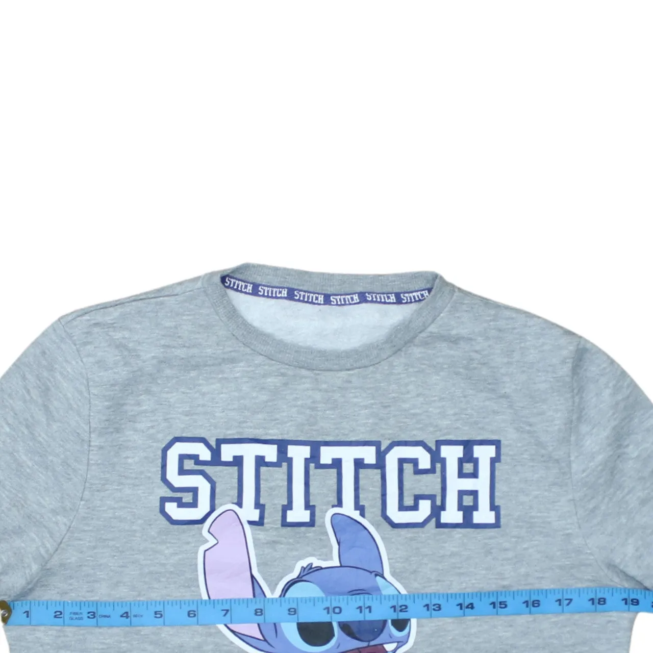 Disney Light Grey Sweatshirt Men's Small Printed Stitch Graphic Crewneck Pullover Jumper sold by Vintage Club product image thumbnail 5