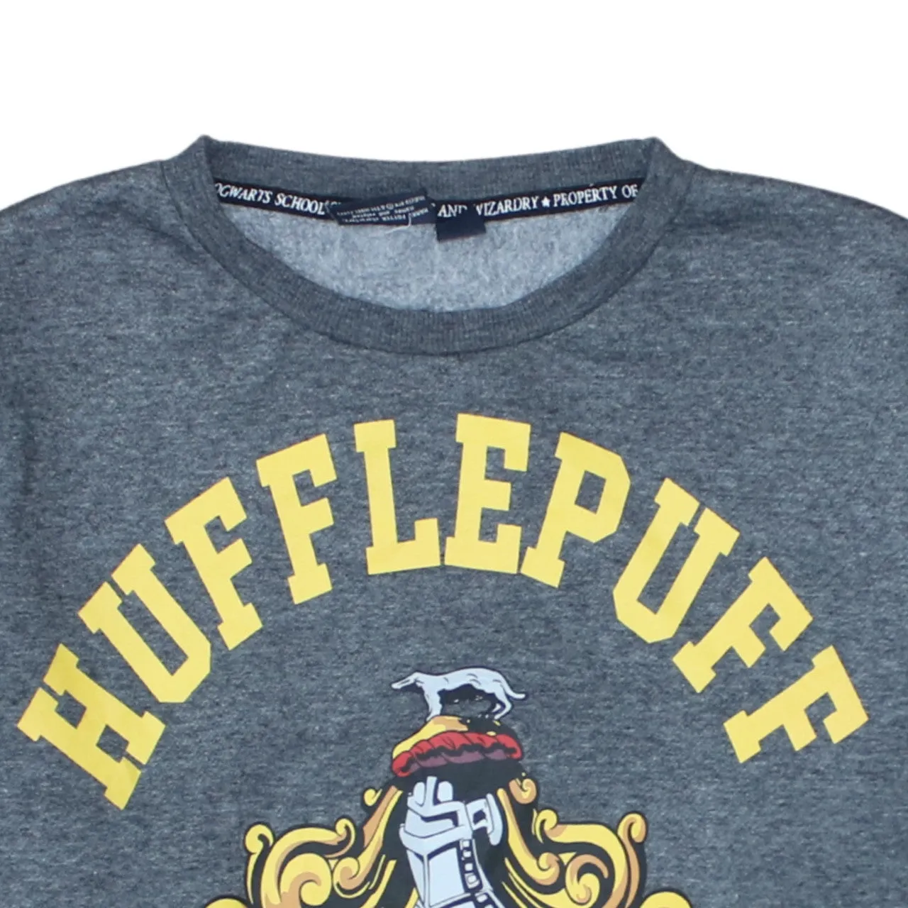 Harry Potter Dark Grey Sweatshirt Women's Large Hufflepuff Crest Printed Graphic Pullover Top sold by Vintage Club product image thumbnail 3