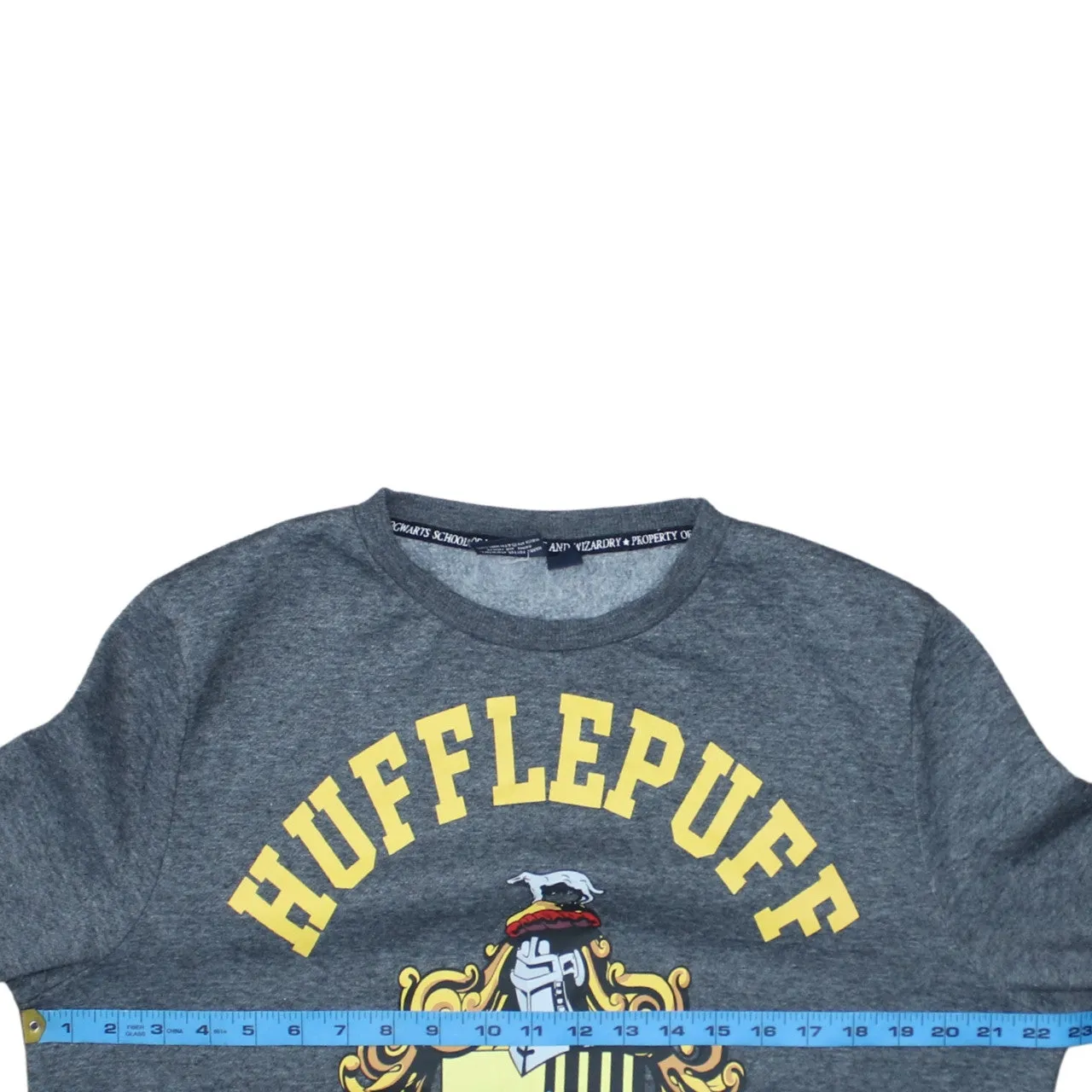 Harry Potter Dark Grey Sweatshirt Women's Large Hufflepuff Crest Printed Graphic Pullover Top sold by Vintage Club product image thumbnail 5