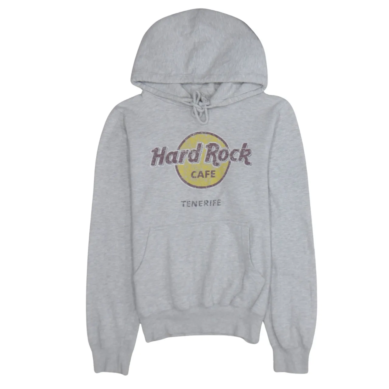Hard Rock Cafe Light Grey Hoodie Women’s Small Printed Tenerife Logo Fleece Pullover Sweatshirt sold by Vintage Club