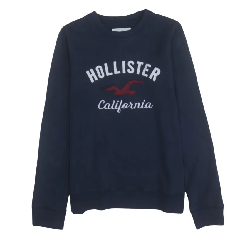Hollister Navy Blue Sweatshirt Men's Small Embroidered California Logo Crewneck Pullover Jumper sold by Vintage Club