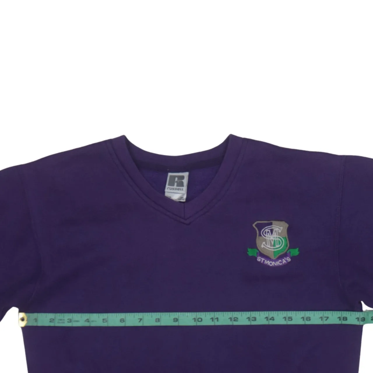 Russell Athletic Purple Sweatshirt Women’s XXLarge Embroidered School Crest V Neck Fleece Pullover sold by Vintage Club product image thumbnail 5