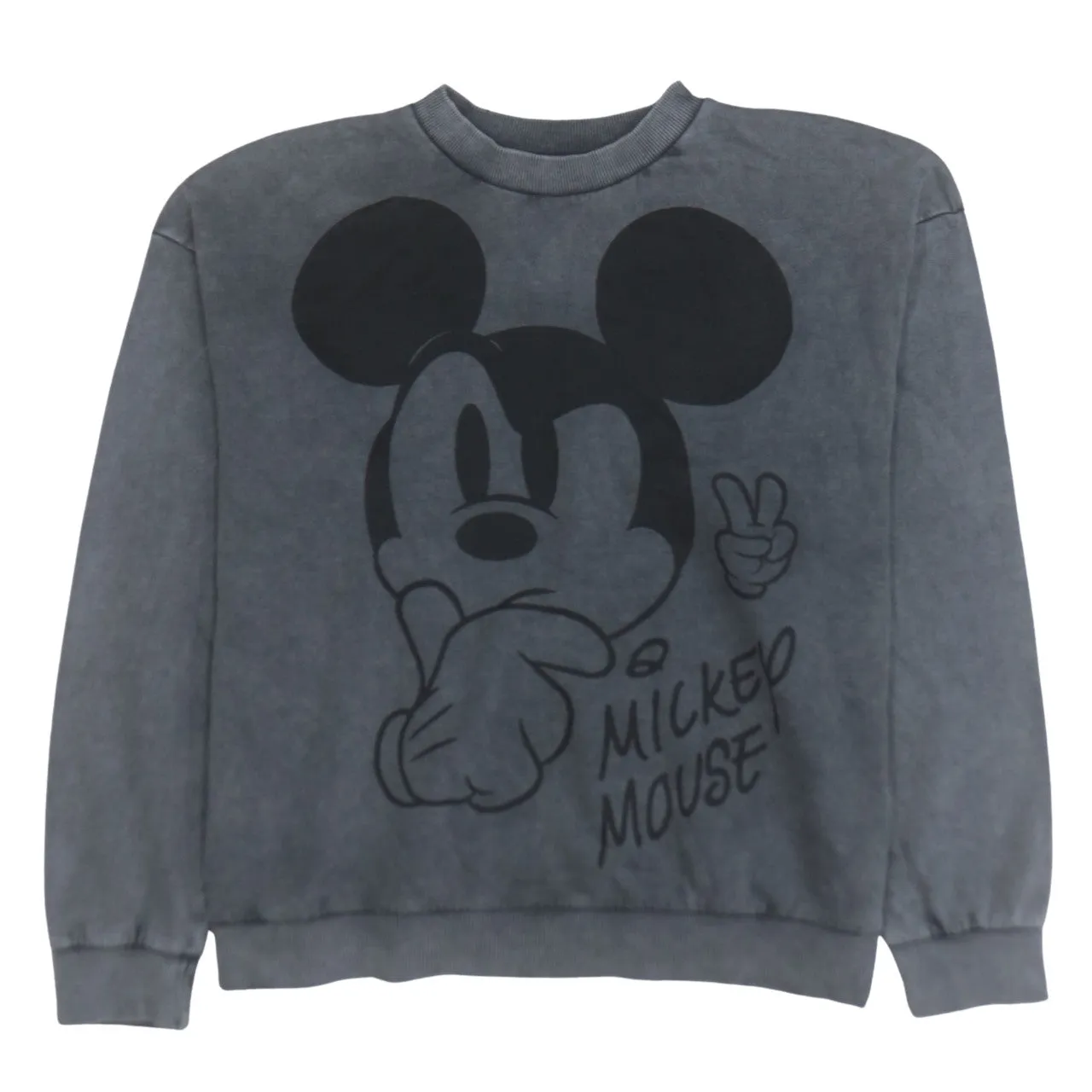 Disney Grey Mickey Mouse Sweatshirt Men's Large Printed Graphic Crewneck Pullover Fleece Top sold by Vintage Club