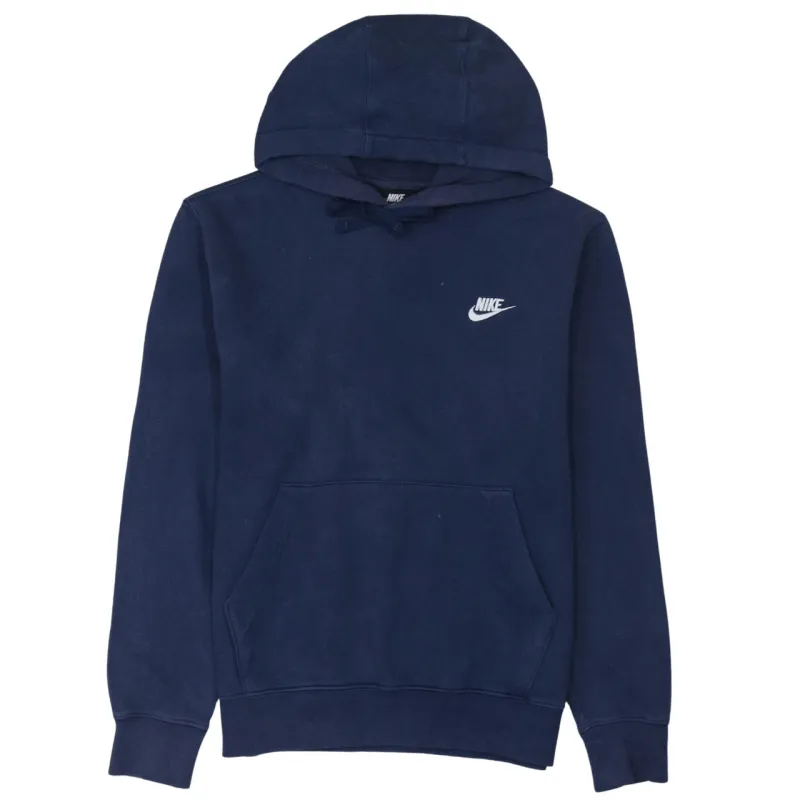 Nike Navy Blue Hoodie Men's Small Embroidered Swoosh Logo Front Pocket Pullover Sweatshirt sold by Vintage Club