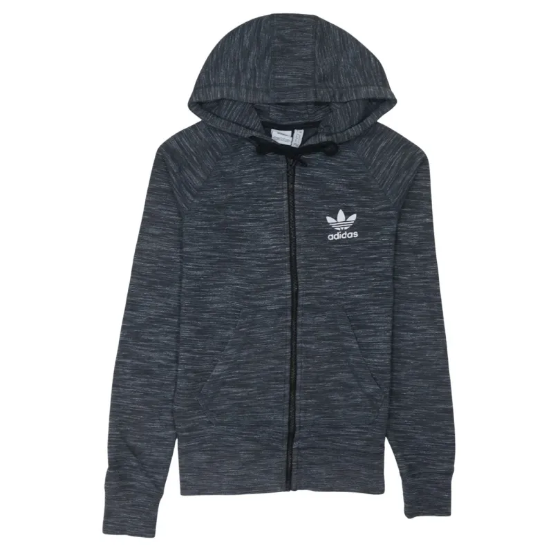 Adidas Dark Grey Marl Hoodie Women’s XSmall Trefoil Printed Logo Full Zip Top sold by Vintage Club