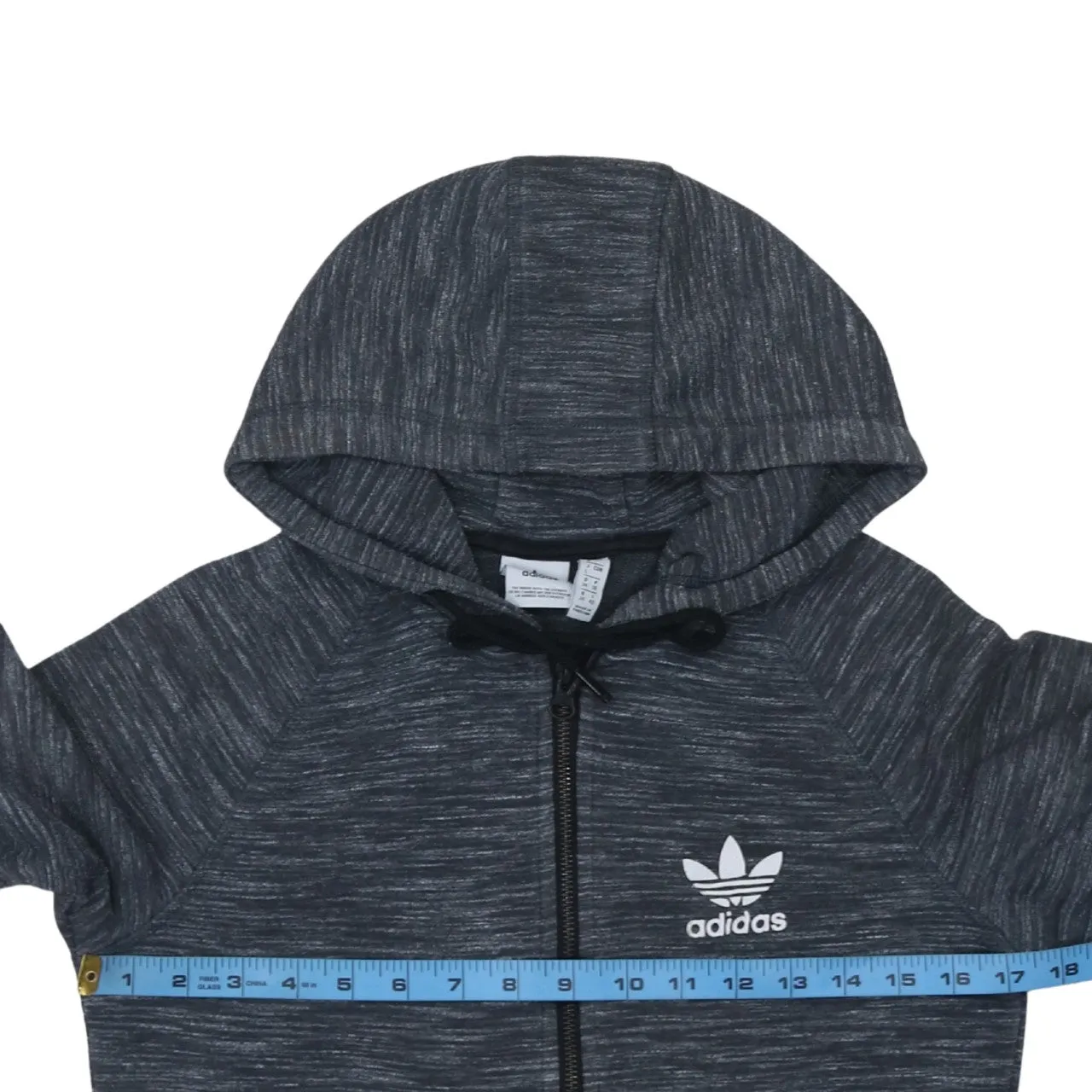 Adidas Dark Grey Marl Hoodie Women’s XSmall Trefoil Printed Logo Full Zip Top sold by Vintage Club product image thumbnail 5