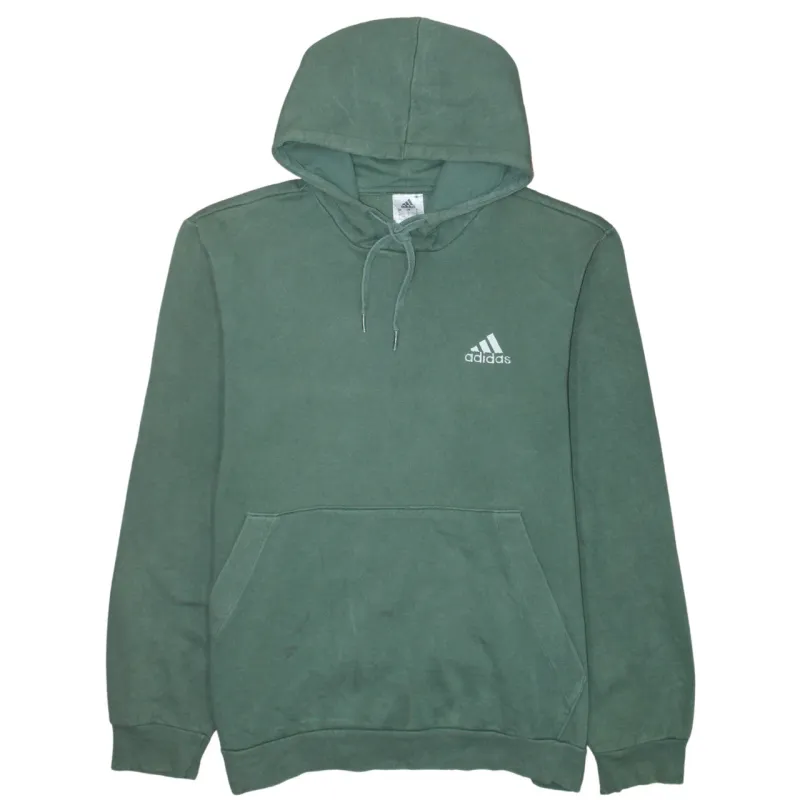 Adidas Forest Green Hoodie Women’s Large Printed Chest Logo Drawstring Pouch Pocket Sweatshirt sold by Vintage Club